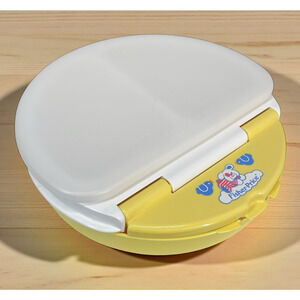 Vintage Fisher Price Baby Warming Dish Keeper With Cover Lid Yellow White Puppy